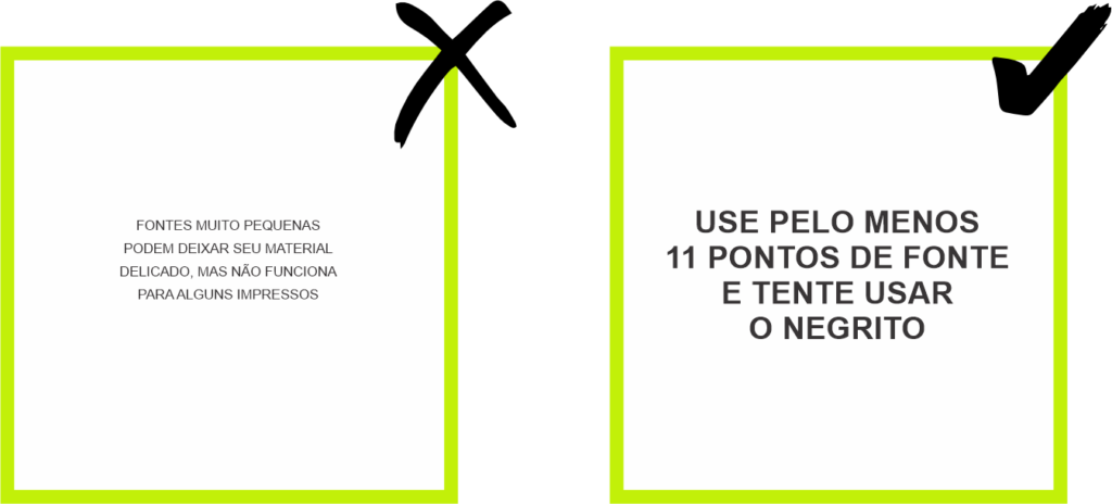 Rótulos e etiquetas em vinil: priorizar fontes com mais de 11 pontos